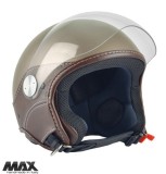 Casca open face pentru scuter - motocicleta (demi-jet) Max Helmets model DJ06 LS Vision (V2B) culoare: maro mat (MGO) &ndash; 100% MADE IN ITALY S (55/56cm)
