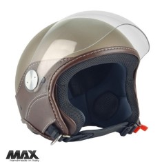 Casca open face pentru scuter - motocicleta (demi-jet) Max Helmets model DJ06 LS Vision (V2B) culoare: maro mat (MGO) &ndash; 100% MADE IN ITALY L1 (59cm)