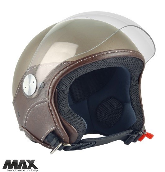 Casca open face pentru scuter - motocicleta (demi-jet) Max Helmets model DJ06 LS Vision (V2B) culoare: maro mat (MGO) &ndash; 100% MADE IN ITALY L2 (60cm)