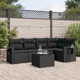 vidaXL Set mobilier de grădină cu perne, 6 piese, negru, poliratan