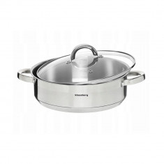 Oala din inox cu capac din sticla, 26cm,Fund termic multistrat, 4.6l Klausberg