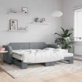 Cumpara ieftin Pat de zi cu extensie, gri deschis, 90x190 cm, textil