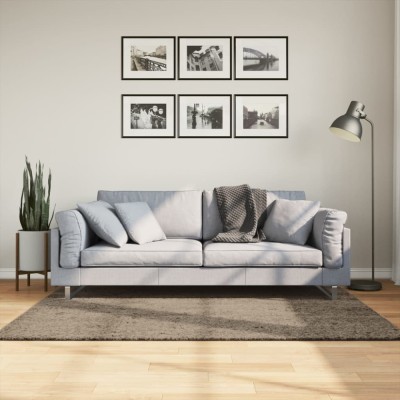 vidaXL Covor ISTAN, cu fire &amp;icirc;nalte, aspect lucios, gri, 120x170 cm foto