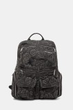 Desigual rucsac WHISKEY EMBROIDERY 0 culoarea gri, mare, cu imprimeu, 25WAKD07