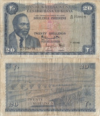 1968 (1 VII), 20 shillings (P-3c) - Kenya foto