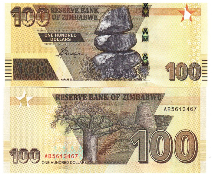 Zimbabwe 100 Dolari 2020 P-106 UNC