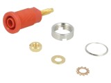 Conector de laborator banana 4mm, 1kV, 32A, roşie, aurit - SCH&Uuml;TZINGER