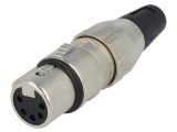 Mufă XLR mamă 5 pini lipire argintat 50V 7,5A, DELTRON