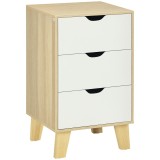 HOMCOM Comodă cu 3 Sertare și Bază Elevată pentru Dormitor Sufragerie Hol Stil Modern 40x35x68,5 cm Natural | Aosom Romania