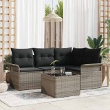 VidaXL Set de canapea de grădină 4 piese , cu perne, rattan poliester negru