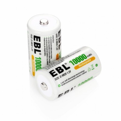 Acumulatori Profesionali D / R20 / 10 000 mAh, Ni-Mh Ready to use, 2 buc - EBL foto