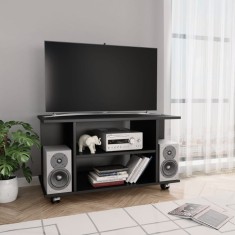 vidaXL Comodă TV cu rotile, negru, 80 x 40 x 40 cm, PAL foto
