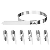 Cumpara ieftin Set 30 bride metalice inox 200 mm, coliere argintiu din otel inoxidabil pentru prinderea cablurilor, tevilor si instalatiilor electrice, autoblocante