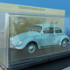 Macheta VW Kafer Beetle 1200 1960 bleu - Hachette 1/24 cu vitrina