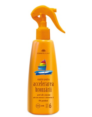 Emulsie pentru Accelerarea Bronzului cu Unt Cacao Ulei Morcov SPF 6 Cosmetic Plant 200ml foto