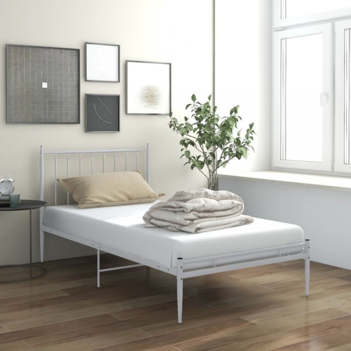 vidaXL Cadru de pat, alb, 100x200 cm, metal 325013