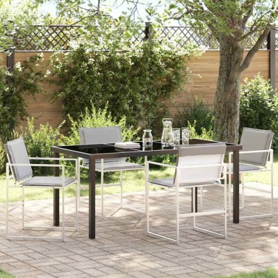 vidaXL Set de masă pentru grădină Manual 5 pcs Alb 160 x 80 x 73 cm 3379337 foto