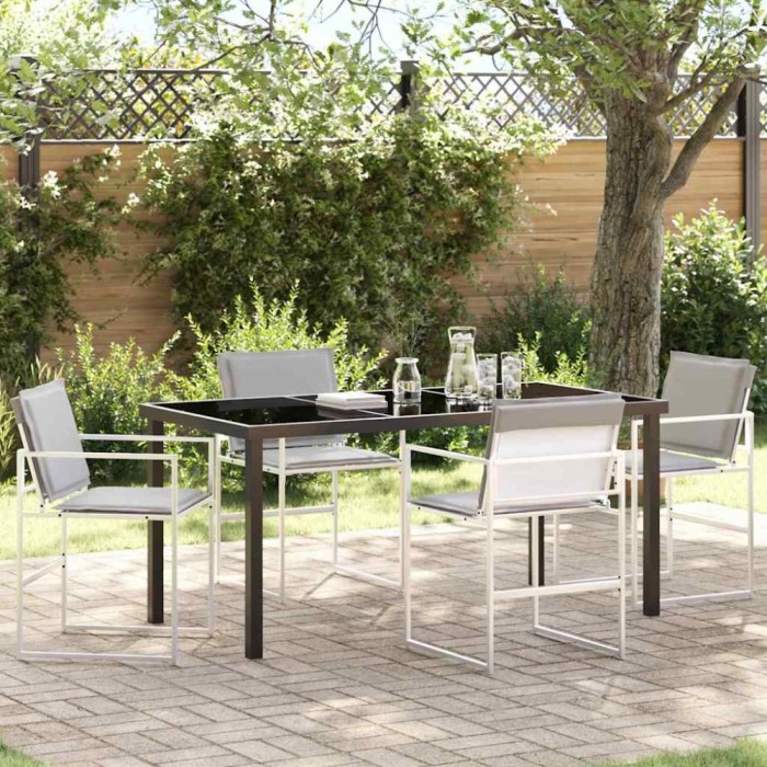 vidaXL Set de masă pentru grădină Manual 5 pcs Alb 160 x 80 x 73 cm 3379337