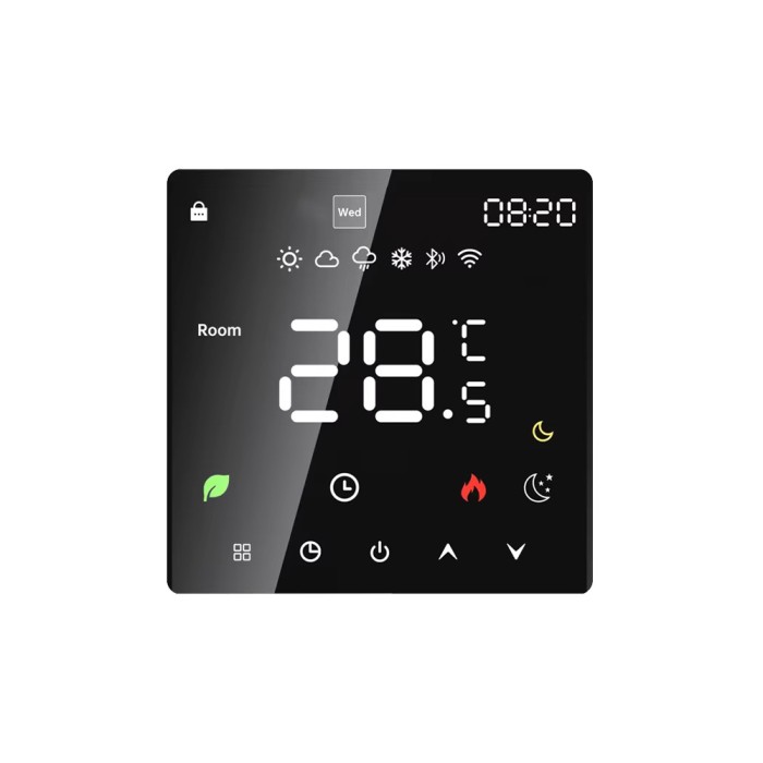 Termostat centrala Earu Wi-Fi inteligent cu fir, controlat din aplicatie telefon Tuya pentru incalzirea termica pe gaz K6H-3A, display capacitiv, Negr