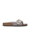 Birkenstock slapi de piele Madrid Hammered Big Buckle femei, culoarea violet, 1029843