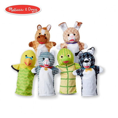 Set 6 papusi de mana animale de companie Melissa &amp;amp;amp; Doug, material lavabil foto