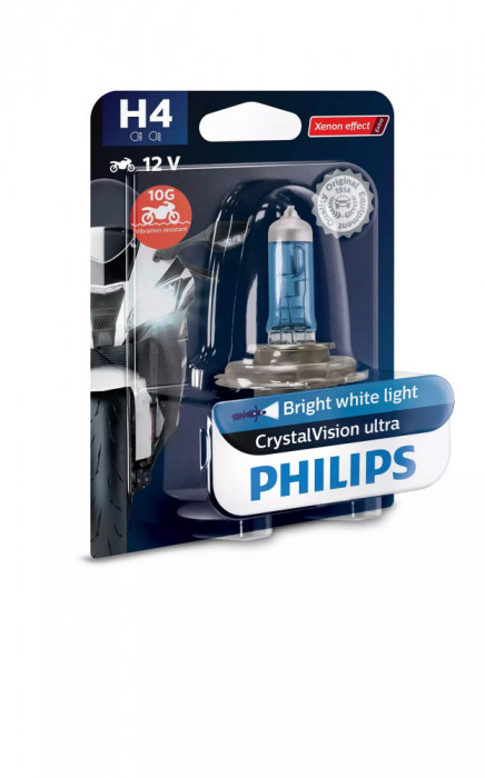 Bec Halogen Moto H4 Philips CrystalVision Ultra Moto 12V, 60/55W