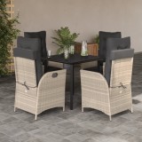 VidaXL Set mobilier de grădină cu perne, 5 piese gri deschis poliratan