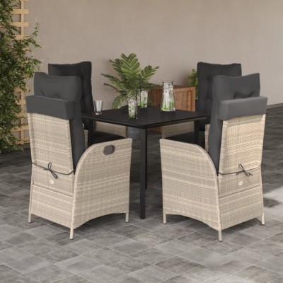 vidaXL Set mobilier de grădină cu perne, 5 piese gri deschis poliratan 3213470 foto