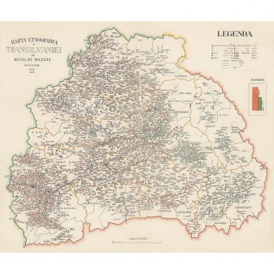Poster Harta etnografica Transilvania, 1909, 50x70cm, repro foto