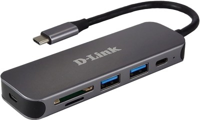 HUB extern D-LINK,porturi 2xSuperSpeed USB 3.0,1xUSB-C (Thunderbolt ) port with data sync,Dual-Slot SD/microSD Card Reader,conectare-USB Type C,cablu foto