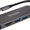 HUB extern D-LINK,porturi 2xSuperSpeed USB 3.0,1xUSB-C (Thunderbolt ) port with data sync,Dual-Slot SD/microSD Card Reader,conectare-USB Type C,cablu