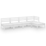 Cumpara ieftin Set mobilier de gradina, 5 piese, alb, lemn masiv de pin