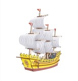 Set de Construit din Lemn, Macheta 3D, Copii si Adulti, 76 piese, Vaporul Comerciantilor de Matase, 8+ ani