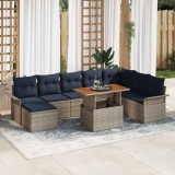 vidaXL Set de canapele pentru grădină 9 pcs Gri Rattan poli 3358110