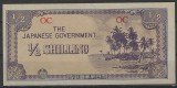 !!! RARR : OCEANIA , OCUPATIA JAPONEZA - 1/2 SHILLING (1942} - P M 1 c - UNC / CEA DIN SCAN