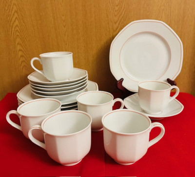 SET DE 18 PIESE DIN PORTELAN FIN-MARCAJ VILLEROY &amp;amp; BOCH- HEINRICH- FACETTE ROUGE foto