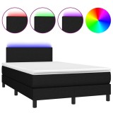 Cumpara ieftin Pat cu arcuri, saltea si LED, negru, 120x190 cm, textil