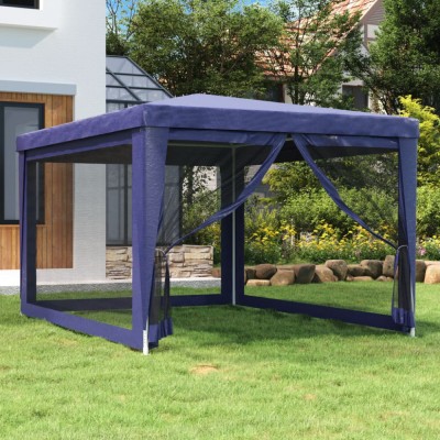 Cort de petrecere cu 4 pereți din plasă, albastru, 3x4 m, HDPE foto