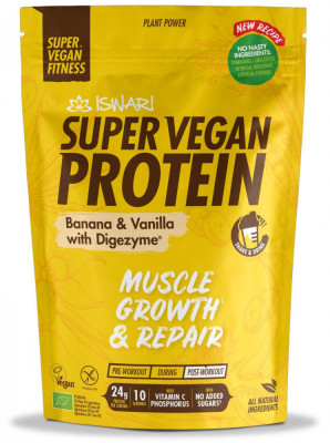 Proteina Super Vegan BIO(dupa efort) banane si vanilie cu DigeZyme Iswari foto