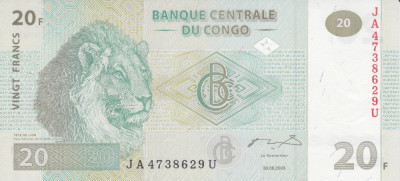 Bancnota Congo 20 Franci 2003 - P94A UNC foto