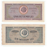 ROMANIA - SET 100000 LEI 1947 + 1000000 LEI 1947 , B1.95