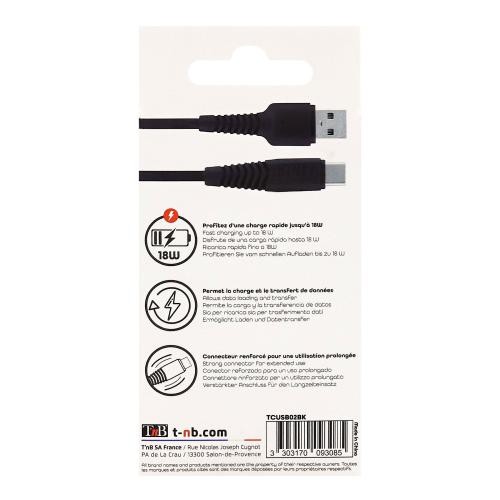 TNB USB to USB Type-C cable 2M &quot;TCUSB02BK&quot; (timbru verde 0.08 lei)