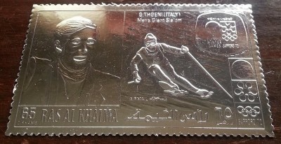 Ras Al Khaima 1972 Sport, Olympic winter winners, SILVER FOIL, MNH S.550 foto