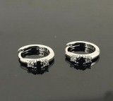 Cumpara ieftin CERCEI Huggies din Argint 925 , Modele Rotunzi cu Zirconiu Negru E i Transparent, 1.68g