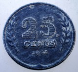 7.602 OLANDA WWII OCUPATIE GERMANA 25 CENTS 1942, Europa, Zinc