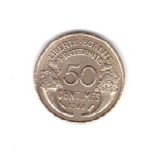 Moneda Franta 50 centimes 1941, stare foarte buna, curata, Europa, Bronz-Aluminiu