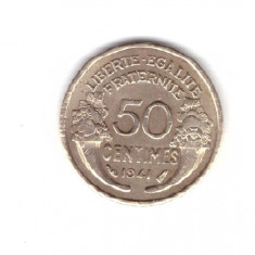Moneda Franta 50 centimes 1941, stare foarte buna, curata