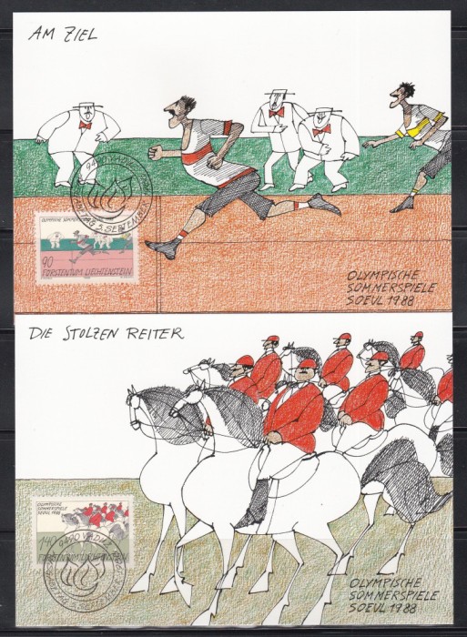 Liechtenstein 1988 - Jocurile Olimpice - Seul, 4 Carti Maxime, 4 Poze