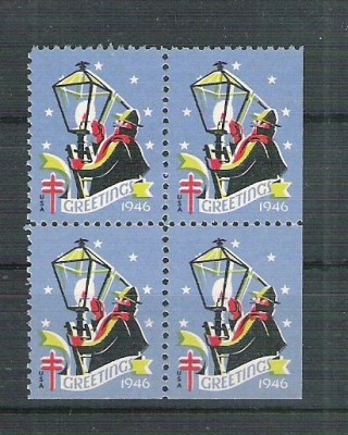 USA, Cinderella 1946 Christmas x 4, MNH, imperf. right+bottom L.073 foto