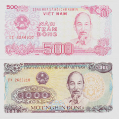 Bancnota Vietnam 200, 500, 1.000 si 2.000 Dong 1988 - P100-107 UNC ( set x4 )